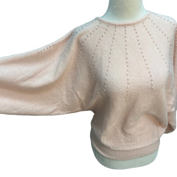 Vintage Pink Batwing Y2K Pearl Embellished Sweater Size S/M - Picture 7 of 11